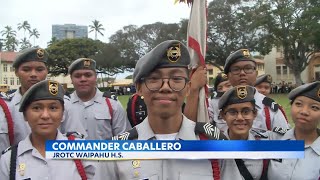 Waipahu High wins JROTC Pacific Rim Drill Meet advance to nationals [upl. by Atterg188]