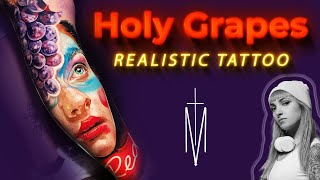 MELEK TAŞTEKİN  GRAPES amp VIRGIN MARY REALİSTİK TATTOO [upl. by Ebert]