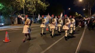 Greeces Presidential Guard EVZONES Anzac Day Dawn service 2019 Adelaide South Australia [upl. by Joung]