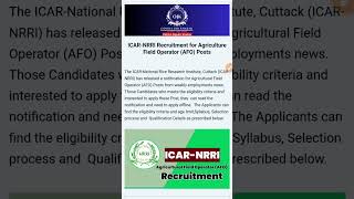 ICAR NRRI AFO Vacancy 2024Odisha Govt Jobs 2024Nijukti Khabar OdishaFree Job AlertOdisha New Job [upl. by Ahsika]