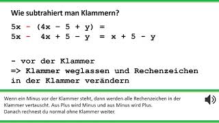 Erklärvideo Klammern addieren und subtrahieren [upl. by Harberd]