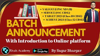 Batch Announcement  General English SSC CHSL NDA  Rivals Academy [upl. by Nytram]