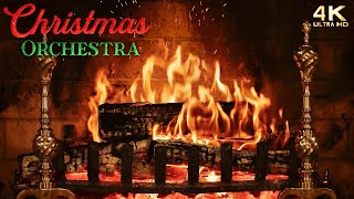 🔥 Christmas Fireplace w Festive Instrumental Orchestra Christmas Music [upl. by Arek]