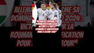 Allemagne Confirme sa Domination  Victoire 20 sur la Roumanie et Qualification pour le Second Tour [upl. by Collayer274]