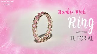 Barbie Pink Seamless Wire Wrap Ring Tutorial DIY Ring Easy Ring DIY Jewelry How to make [upl. by Udenihc]