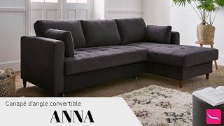 Canapé dangle convertible avec coffre 4 places en velours Anna [upl. by Aitan]