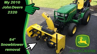 JOHN DEERE 2320  54quot Snowblower removal [upl. by Vihs]