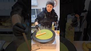 Banana Strawberry Green Crepe  Korean Street Food shortsvideo [upl. by Euqinna99]