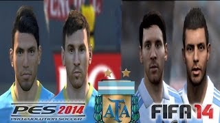 PES 2014 vs FIFA 14 FACE Comparison ARGENTINA Messi Aguero Faces [upl. by Harrison764]