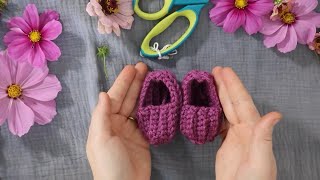 How to Crochet Baby Booties  QUICK amp EASY ribbed pattern [upl. by Hesoj]