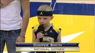 Cooper Smith sings Star Spangled Banner at MarquetteUW game [upl. by Cora]