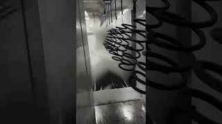 Electrostatic powder coating of spring parts automatic spraying [upl. by Calvinna]