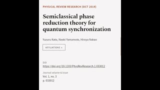 Semiclassical phase reduction theory for quantum synchronization  RTCLTV [upl. by Ennovart]