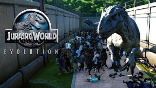 ESTAMPIDA INDOMINUS REX ESTAMPIDA DE DINOSAURIOS JURASSIC WORLD EVOLUTION [upl. by Malinowski]