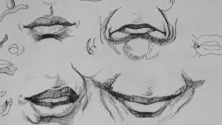 Pen amp Ink Drawing Tutorials  How to draw realistic mouth expressions [upl. by Lohman]