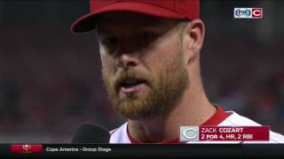 Zack Cozart talks about his recent success at the plate taking on former Reds manager Dusty Baker [upl. by Neuberger]