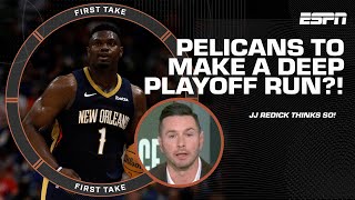 JJ Redick thinks the Pelicans can make a DEEP RUN in the playoffs 👀  First Take [upl. by Horbal]