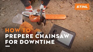 How to prepare your chainsaw for longer periods of downtime  Instruction [upl. by Kitti]