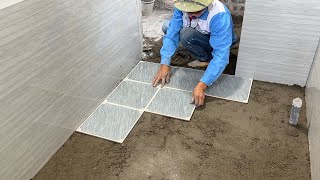 Amazing Techniques Construction Tile Bathroom Floor With Ceramic Tile [upl. by Erinna988]