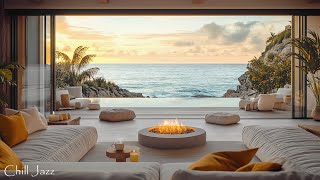 Luxury Autumn Beachfront Ambience with Upbeat Bossa Nova Jazz Music to Begin Your Week [upl. by Yraeg901]