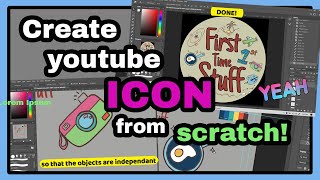 ✅ How to draw  create a YOUTUBE channel ICON  LOGO tutorial [upl. by Durrett354]