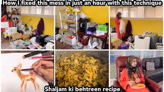 Daily routine vlog how to start cleaning a messy place  shaljam recipe [upl. by Ylurt]