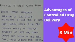 Advantages of controlled drug delivery system  advantage of CDDS  novel drug delivery system [upl. by Salzhauer]