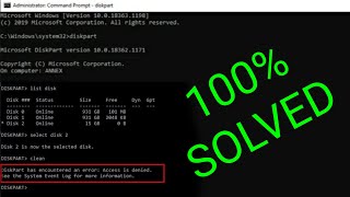 How to Fix Diskpart has Encountered an Error Access Denied  CMD  100 Working  Creative Hub [upl. by Yesnel]