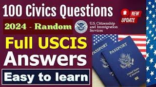 2024 Full Answers USCIS Official 100 Civics Questions amp Answers for US Citizenship Interview 2023 [upl. by Blodgett]