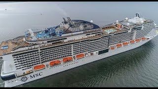 Cruise Chase  MSC Meraviglia  River Clyde  Scotland  Cinematic drone footage [upl. by Keverian]