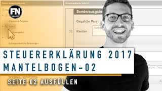 Mantelbogen 2017 ausfüllen  Elster Tutorial Mantelbogen Seite 2 ausfüllen  Steuererklärung 2017 [upl. by Notsla]