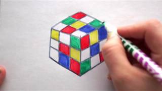 🔸 Zauberwürfel zeichnen  How to draw Rubiks Cube  как нарисовать кубик рубик [upl. by Ocirnor]