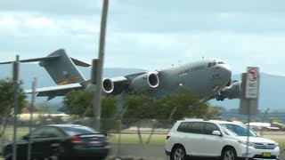 USAF C17 Landing amp Takeoff  Richmond Airbase [upl. by Ahsinrad]