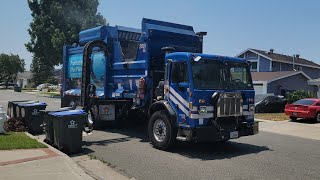 Republic Services 3 Peterbilt 520 McNeilus ZR Garbage Trucks on Santa Ana Trash and Green Waste [upl. by Nosde]