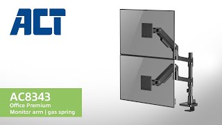 How to install ACT AC8343 Dual monitor arm office premium with gas spring and pole mount [upl. by Eclud]