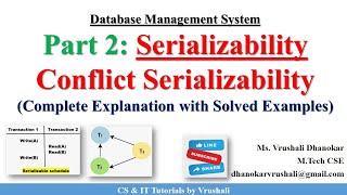 DBMS 28 Part 2 Serializability  Conflict Serializability  Precedence Graph  Examples  DBMS [upl. by Burman]