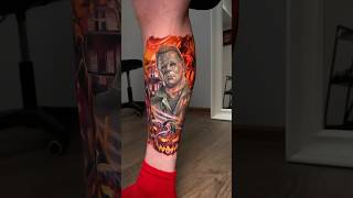 Татуировка Helloween horror movie helloween mikemaye michaelmyers тату tattoo realism [upl. by Naesed199]