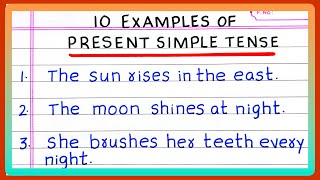 PRESENT SIMPLE TENSE EXAMPLES  5  10 Examples of PRESENT SIMPLE TENSES in English Grammar [upl. by Initof794]