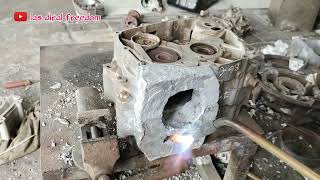 Honda Tiger block head CRF ooffside 7mm  aluminium welding  aluminium brazing [upl. by Nae]