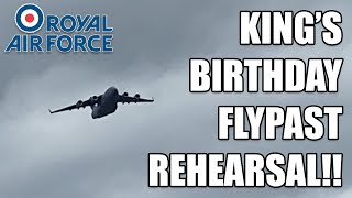 Kings Birthday Flypast Rehearsal Trooping the Colour 2024  4K [upl. by Ymor]