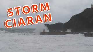 Storm Ciaran weather bomb batters Cornish Coast [upl. by Yedorb]