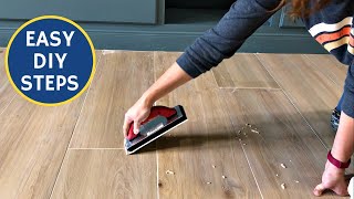 7 Must See Beginner Steps  How To Grout Porcelain Tile Floor  Easy DIY Grouting [upl. by Manton]