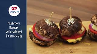 Mushroom burgers with Halloumi amp carrot sticks  DODONI [upl. by Nessej]