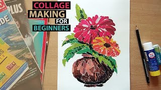 How to Make Collage for Beginners  Flower Vase  Collage कैसे बनाएं collagemaking collage [upl. by Ykcim]