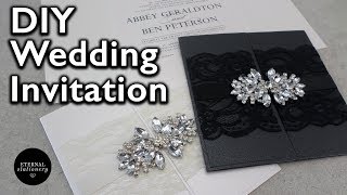 How to make an elegant diamond gatefold wedding invitation  DIY invitations  Eternal Stationery [upl. by Mulac]