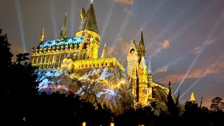 Universal Magic of Christmas Howgwarts Castle Light Show [upl. by Hras]