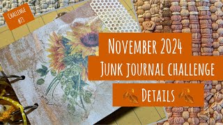 NEW CHALLENGE DETAILS November One Two junk journal challenge n12jjc24 [upl. by Assilav]