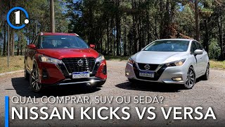 Comparativo Nissan Kicks Advance vs Nissan Versa Advance SUV ou sedã  Motor1com [upl. by Edsel]