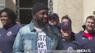 City celebrates Houston Roughnecks with pep rally downtown [upl. by Girand]