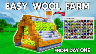 Minecraft From Day One EASY AUTOMATIC WOOL FARM [upl. by Immij]